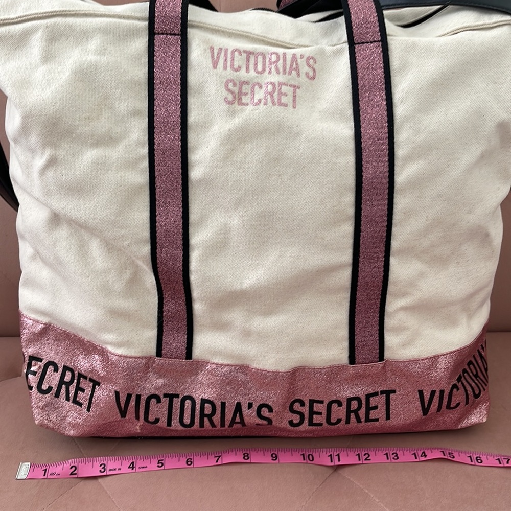 Victoria's Secret Pink & Cream Canvas Tote Bag - Picture 12 of 15
